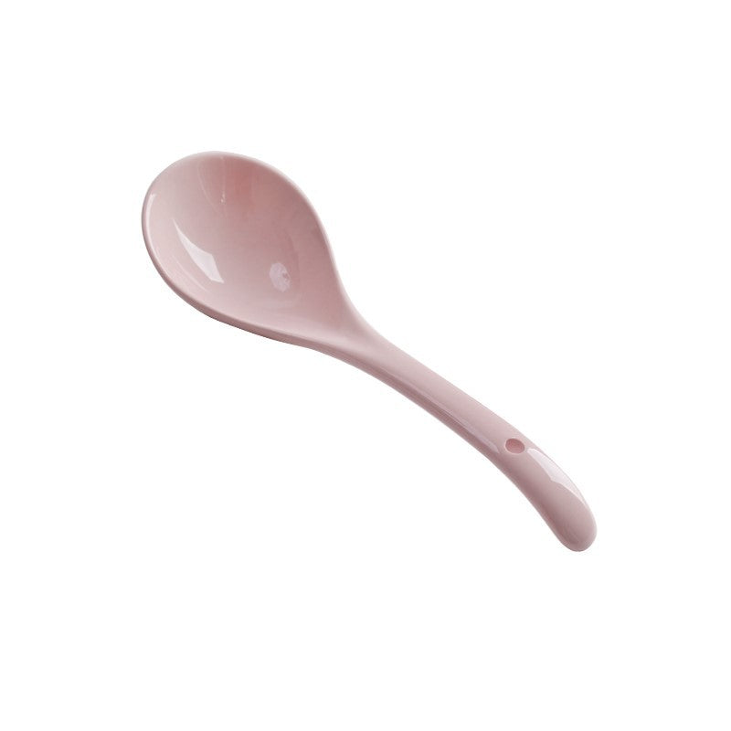 Korean-style ceramic soup spoon, household soup, large spoon, porridge spoon, hot pot spoon, long handle spoon, one piece of delivery