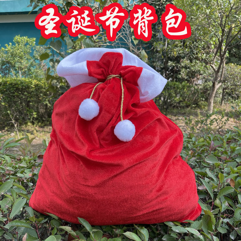 Christmas decorations for the elderly backpack gift bag high-grade gold velvet thickened gift bag large drawstring candy bag