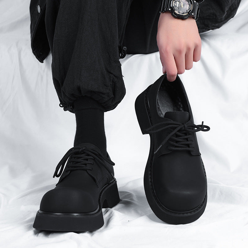 Big Head Derby Shoes Men's Premium Commuter Black Platform Trendy Shoes Men's 2023 New Heightened Japanese Style Shoes 9522-R
