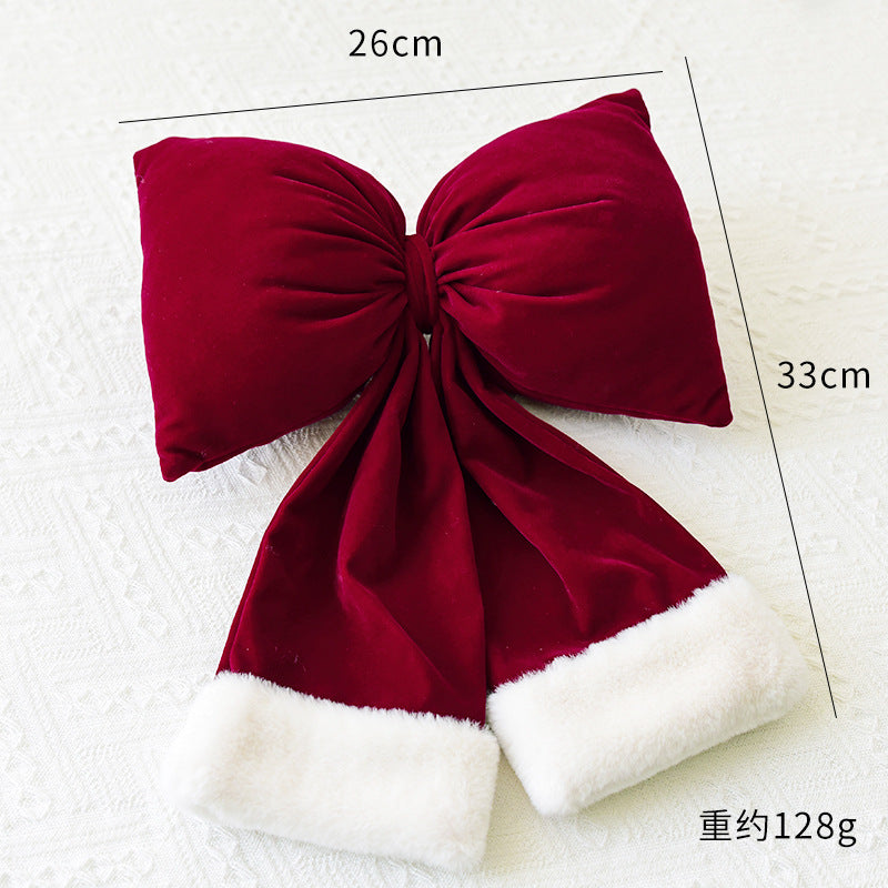 Amazon Cross-border Christmas Korean Large Fleece Finished Product Three-Dimensional Christmas Bow Hotel Christmas Tree Decoration