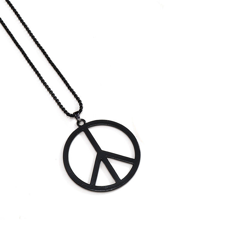 New Men's Creative World Peace Pendant Necklace Wholesale Rock Wind Chain Style Necklace Trend Hip Hop Sweater Chain
