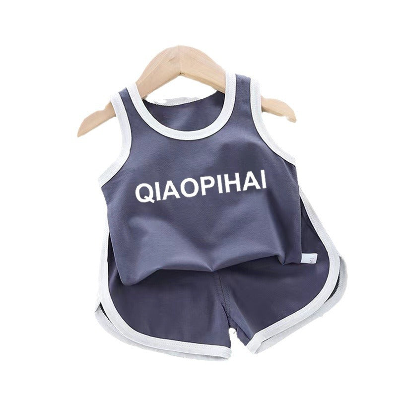 Children's vest set, summer thin boy and girl baby shorts, small children's sports two-piece set, tide one dropshipping
