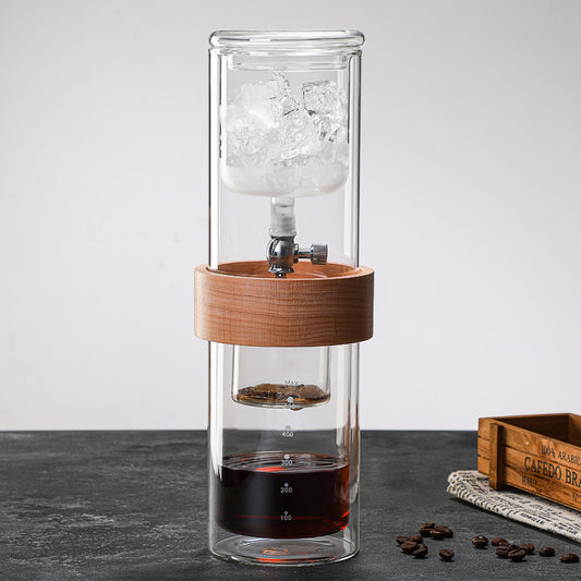 Factory wholesale glass cold brew coffee pot glass coffee set double layer ice drip pour-over coffee pot