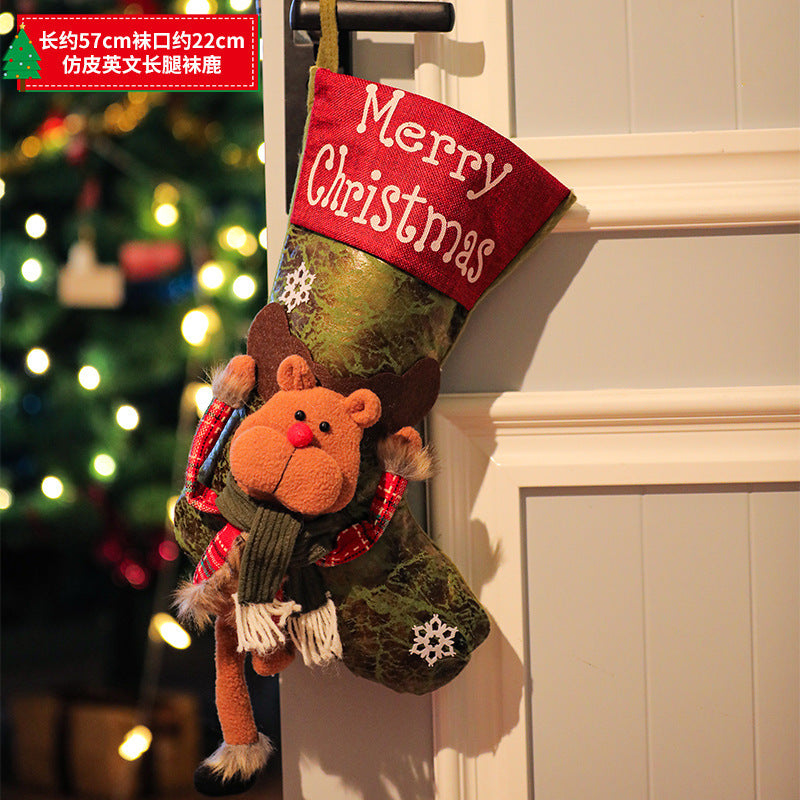 New Christmas decoration Christmas Eve Christmas stocking pendant gift Santa Claus kids Christmas gift bag wholesale