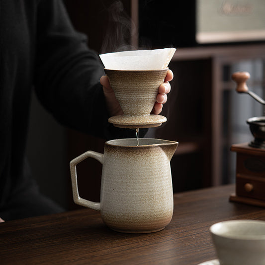 Ceramic pour-over coffee pot set coffee filter cup pour-over coffee latte pot vintage pour-over pot coffee filter