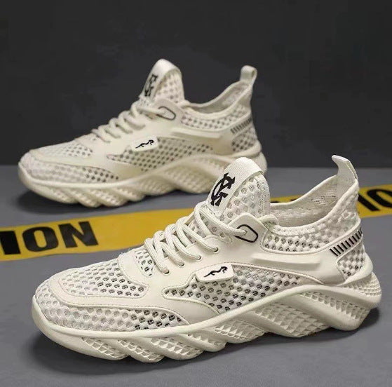 Men's Summer 2025 Low Top Thick Sole Thin Comfortable Large Mesh Breathable Sneakers Casual Sports Men