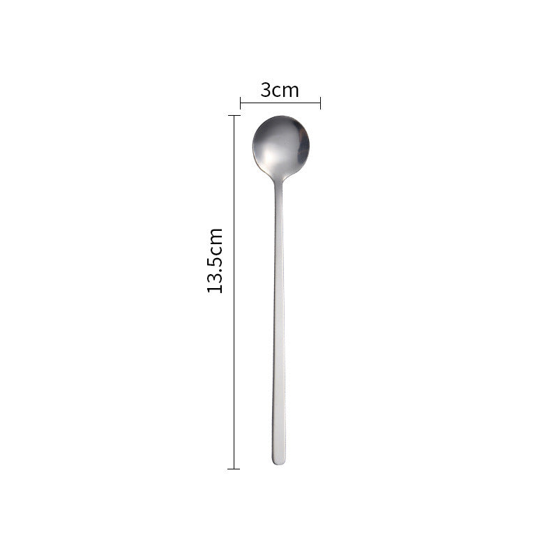 Stainless Steel Square Head Spoon Creative Long Handle Bar Iced Gold Coffee Mixing Spoon Small Round Spoon Mug Spoon