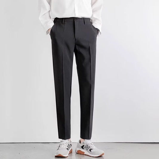 Summer thin suit pants men's autumn straight and versatile casual drape slim Korean version cropped trousers men