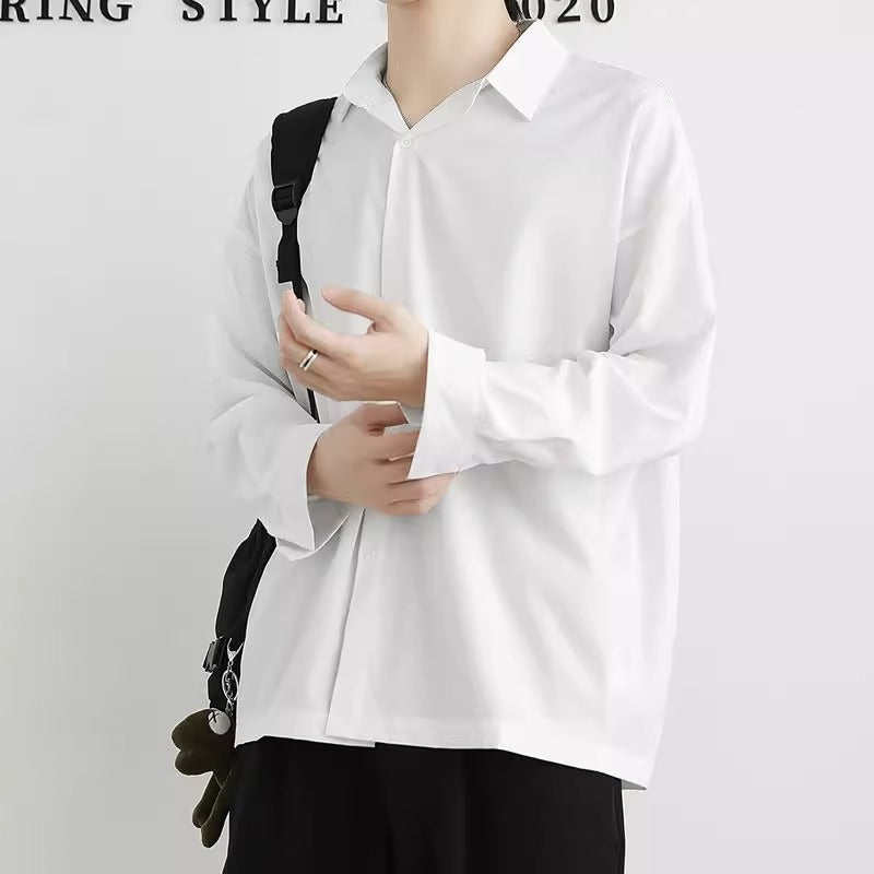 Spring and autumn shirts, men's black shirts, drape, non-iron, loose long-sleeved, handsome, casual design, manufacturers wholesale