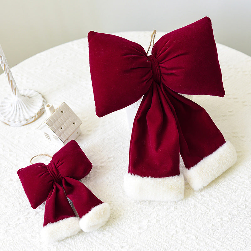 Amazon Cross-border Christmas Korean Large Fleece Finished Product Three-Dimensional Christmas Bow Hotel Christmas Tree Decoration