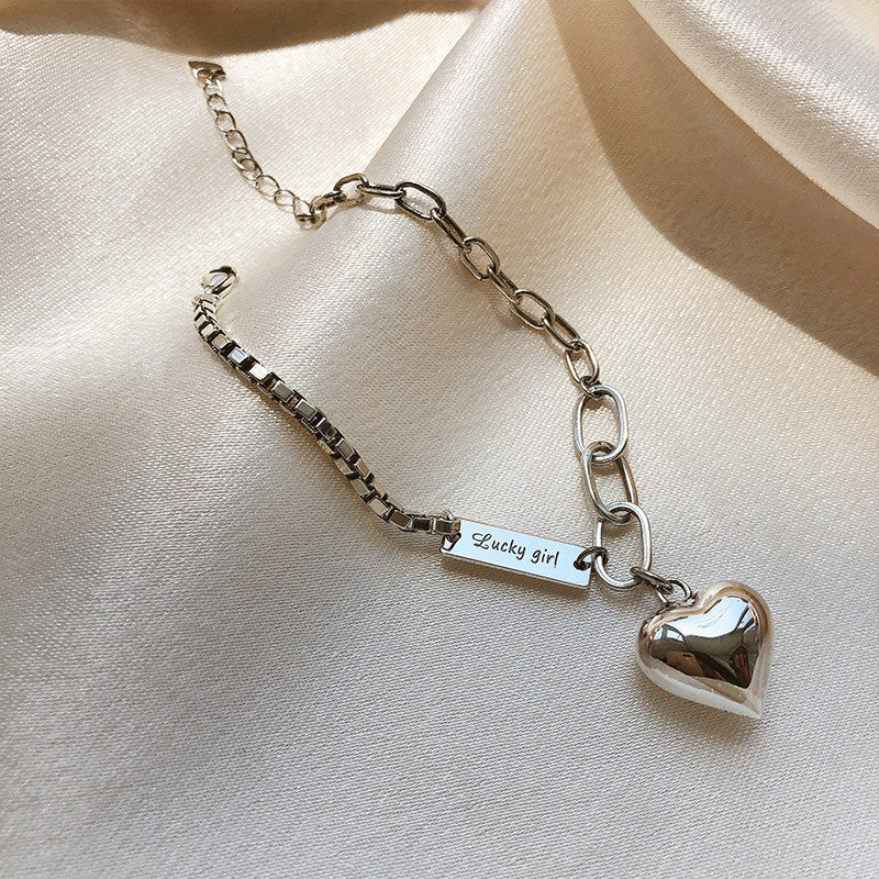 Fashion personality glossy love bracelet women's simple niche design rectangular brand letter anklet retro jewelry