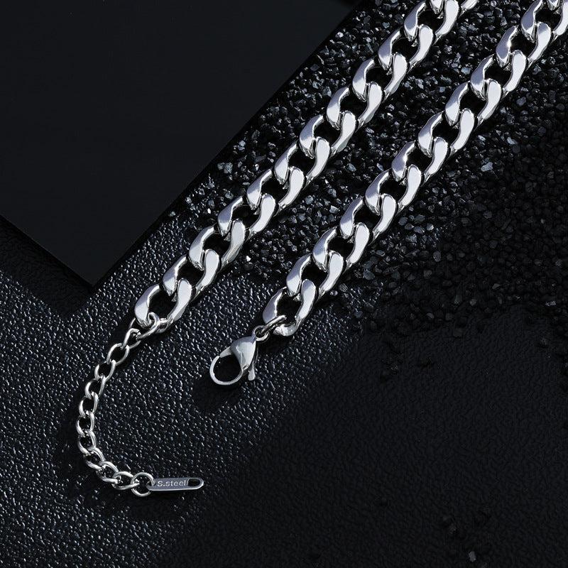 Non-fading necklace men's Cuban chain hip hop versatile stainless steel chain trendy woman NK European and American cross-border accessories