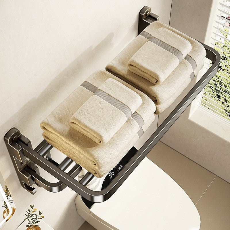 Gun ash towel rack non-punch toilet five-piece set shelf space aluminum toilet high-end bathroom bath towel rack