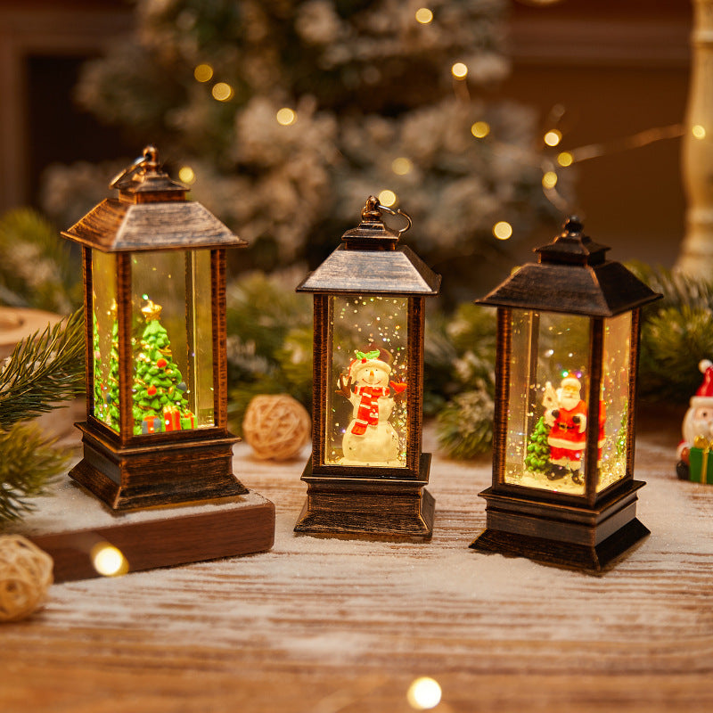 Christmas decoration wind lantern crystal light Santa Claus Christmas party decoration Christmas ornament Christmas gift