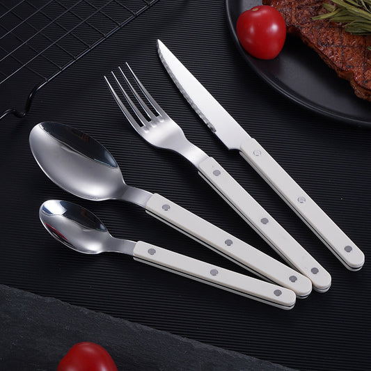 New stainless steel cutlery cutlery cutlery home kitchen hotel western restaurant steak knife clamp handle cutlery set wholesale