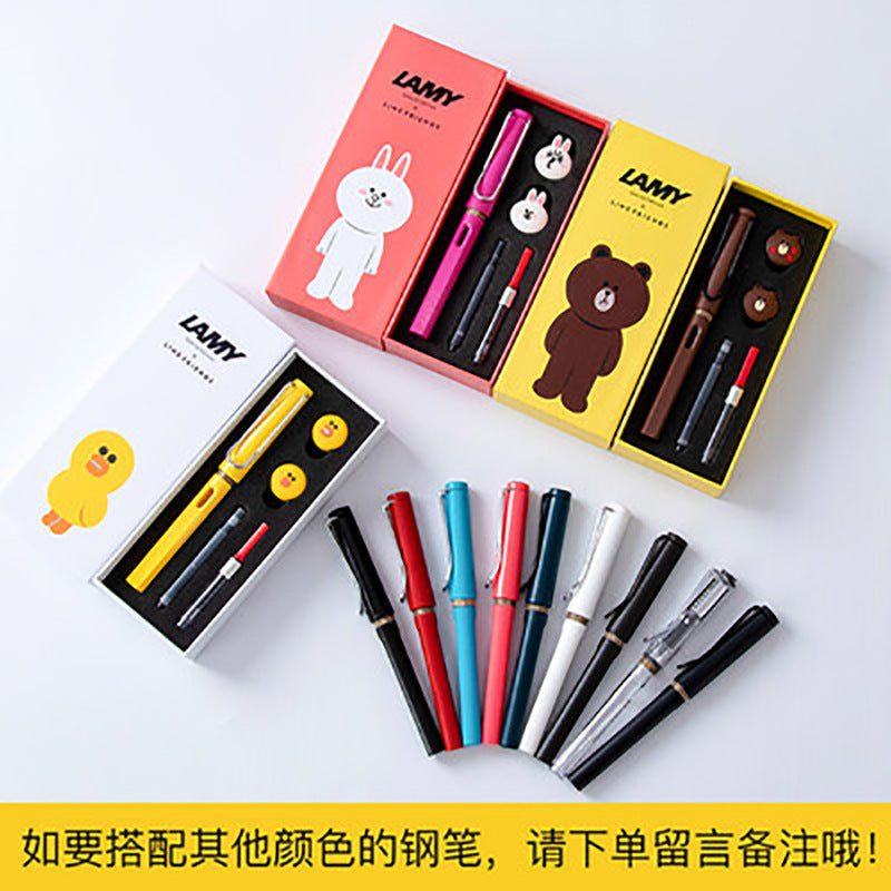 Spot German Lingmei cartoon student practice special fountain pen EF gift box ink sac ink souvenir wholesale on behalf of the wholesale