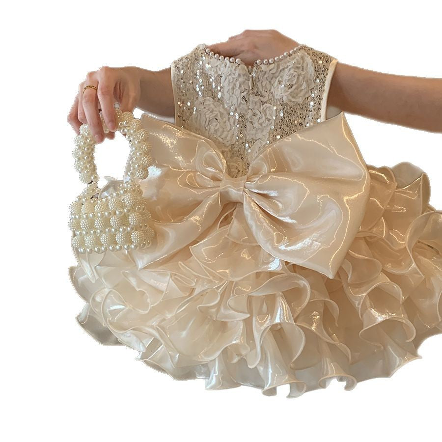 Girls princess dress 2025 new summer dress small children heavy industry dress baby girl birthday dress skirt