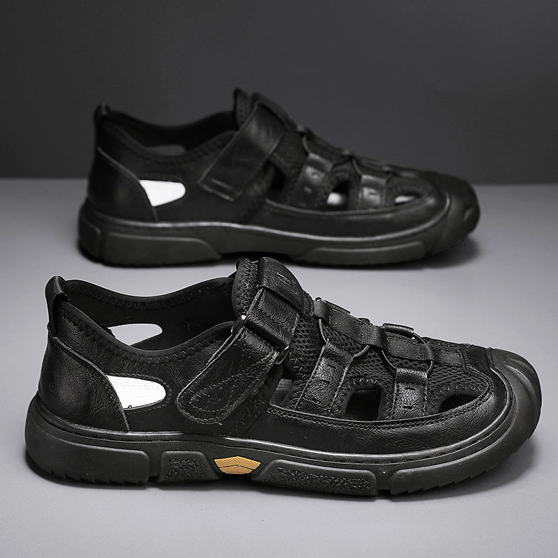 Brand men's shoes 2024 new summer breathable mesh casual sports beach shoes toe sandals
