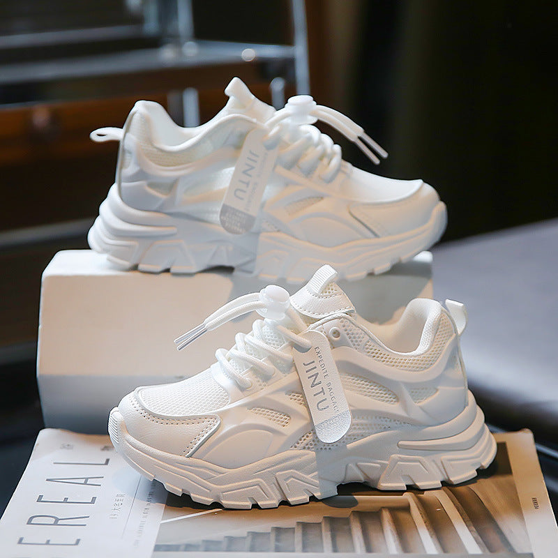 Girls sneakers breathable 2023 summer new Korean version kids net shoes small white shoes schoolgirl running shoes soft sole