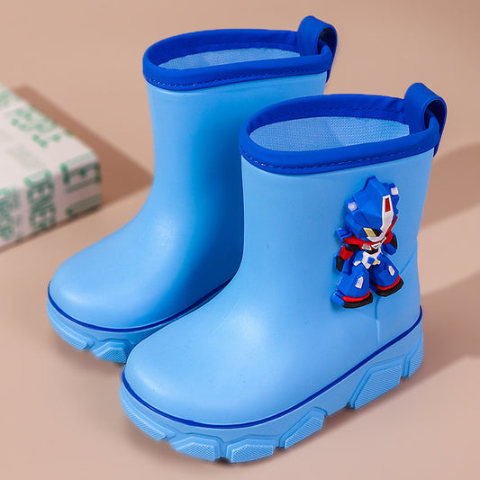 2024 Spring New Four Seasons Cartoon Children's Rain Boots Rain Boots Robot Thick-soled Anti-slip Water Shoes Boys and Girls Kindergarten