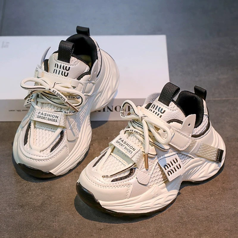 Children's white shoes, girls' shoes, 2026 new spring and autumn mesh, versatile lightweight soft-soled sports dad shoes
