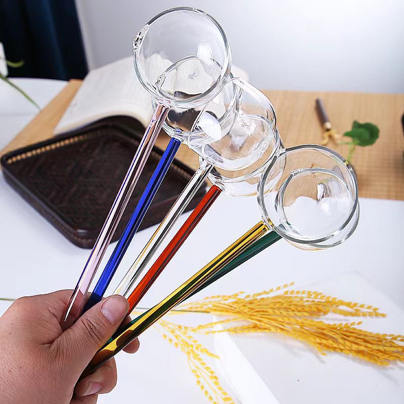 Colored transparent long-handled glass spoon, high temperature resistant dessert spoon, high borosilicate household spoon, teaspoon, seasoning spoon