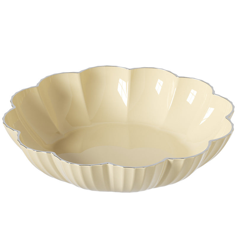 ins wind cream wind square round flower type fruit bowl PET plastic fruit and vegetable household large capacity simple fruit basket