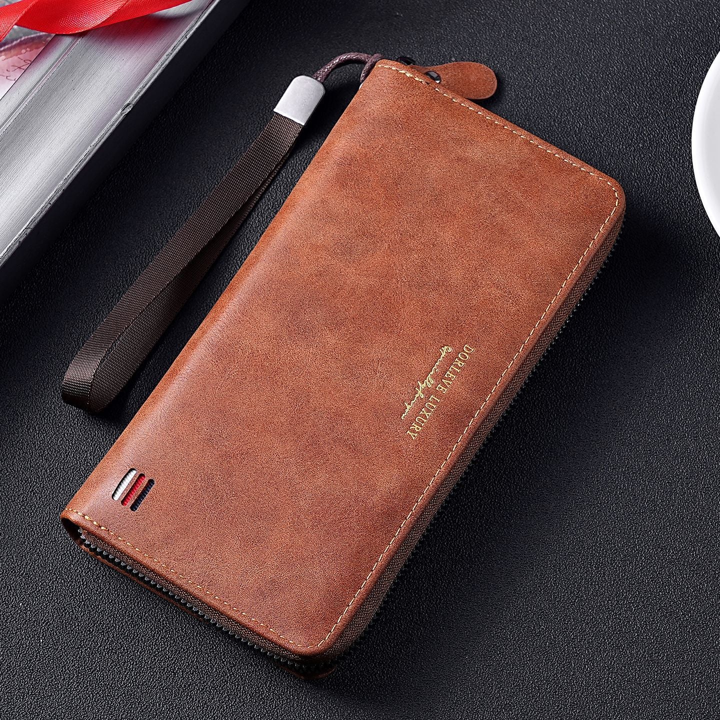 Manufacturer business light luxury zipper clutch bag men's long wallet multi-functional storage card bag money wallet spot wholesale