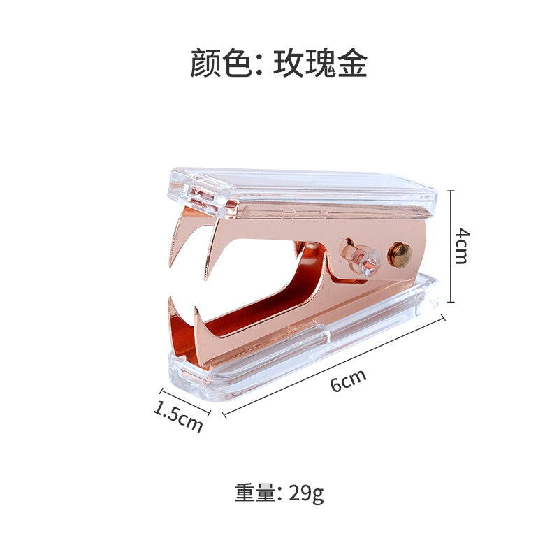 Mingqiang transparent acrylic stapler transparent rose gold stapler large binding machine desktop office supplies