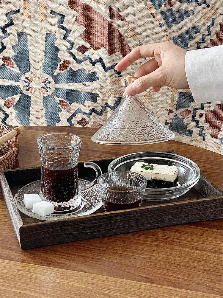 Turkish Coffee Cup and Saucer Set Glass Black Tea Cup European Style Arabic Afternoon Camellia Flower Tea Small Cup Export