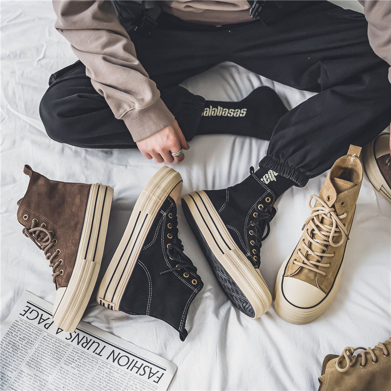 The live broadcast hit one shoe, two wearing high-top canvas shoes, the same couple, platform shoes, basic shoes, men's shoes