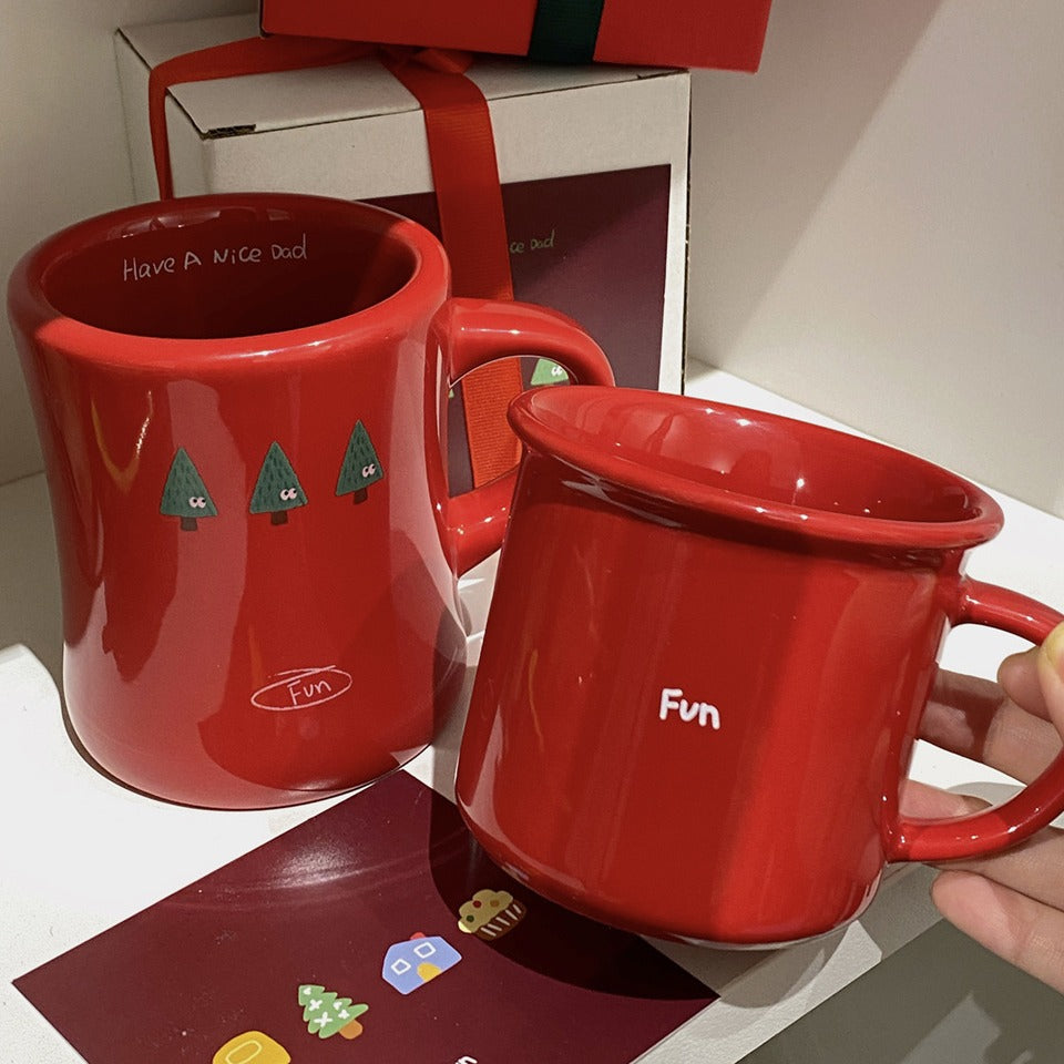 Christmas red lucky ceramic mug girlfriend couple gift breakfast coffee milk mug ins style ceramic mug