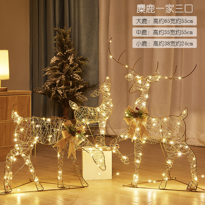 Christmas wrought iron deer cart glowing elk gift box combination christmas window vibe ornaments creative ornaments
