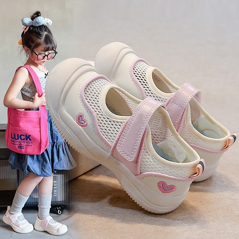 Girls' Sandals Summer 2025 New Children's Breathable Sneakers Medium and Large Boys Girls' Mesh Small White Mesh Shoes for Students