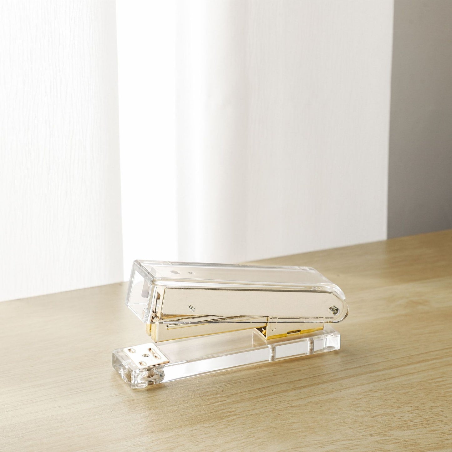 Mingqiang transparent acrylic stapler transparent rose gold stapler large binding machine desktop office supplies