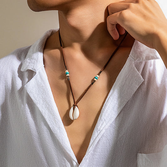 European and American cross-border jewelry Men's Korea velvet shell necklace Necklace Simple personality versatile niche accessories