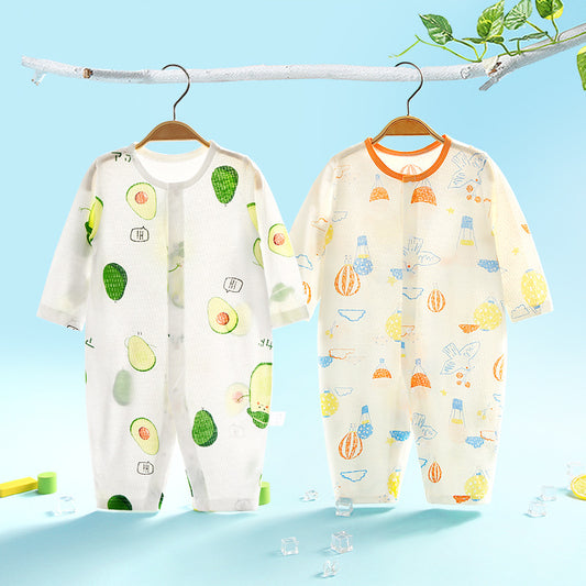 Summer thin baby onesies, newborn long sleeve air-conditioned clothes, children's climbing clothes, Hayi baby pajamas wholesale