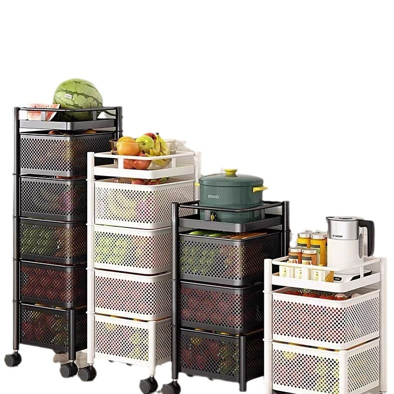Swivel shelf kitchen vegetables floor-to-ceiling fruit and vegetable basket multi-layer multi-functional mobile storage rack for home use
