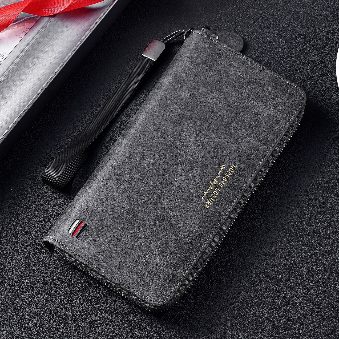 Manufacturer business light luxury zipper clutch bag men's long wallet multi-functional storage card bag money wallet spot wholesale