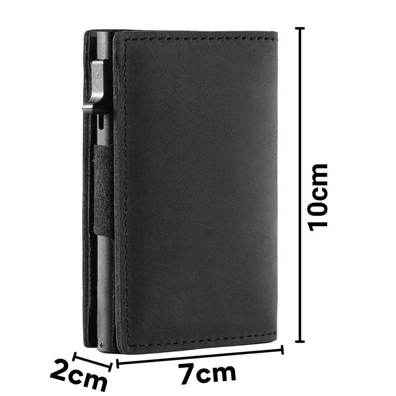 New Leather Men's Wallet Automatic Pop Up Credit Card Case Ultra-thin RFID Anti-Theft Card Case Metal Card Sleeve