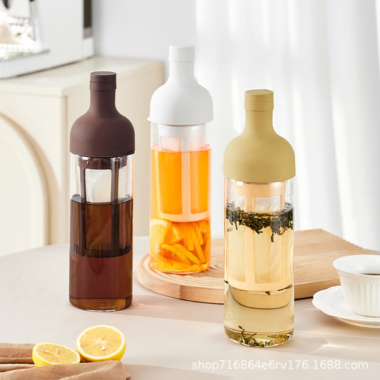 Creative Coffee Cold Brew Pot, High Borosilicate Glass, Home Cold Brew Bottle, Cold Brew Fruit Coffee Teapot, Cold Quenching Teapot