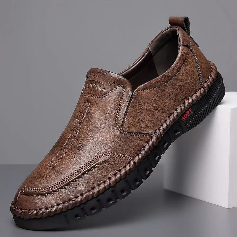 Foreign trade men's shoes spring and autumn men's leather shoes business shoes leather shoes men's leather soft sole middle-aged low-top casual shoes