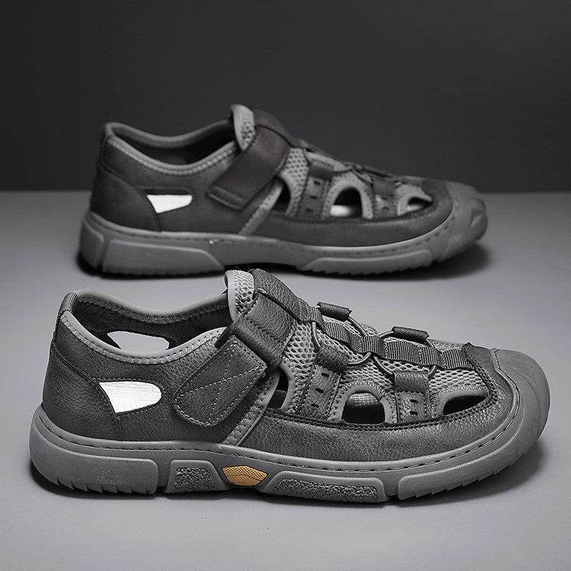 Brand men's shoes 2024 new summer breathable mesh casual sports beach shoes toe sandals