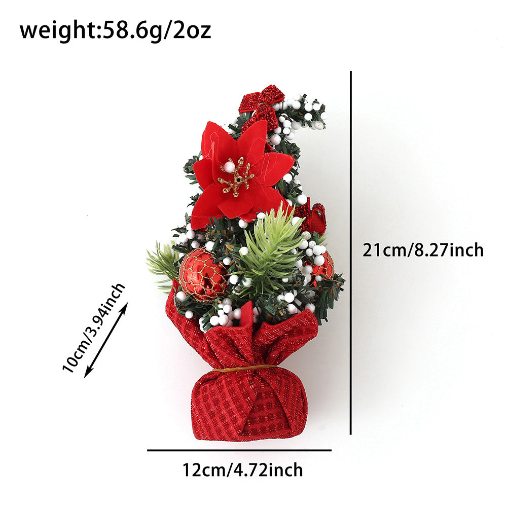 Cross-border New Christmas Decoration Supplies Flower Christmas Ball Tabletop Potted Tree Scene Arrangement Children's Gift