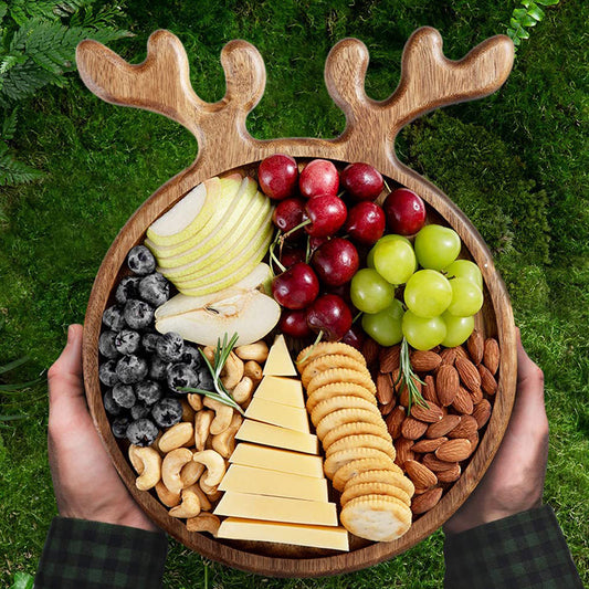 Spot fruit cutting board creative Christmas elk tray wooden snack plate dried fruit plate afternoon tea dinner plate decoration