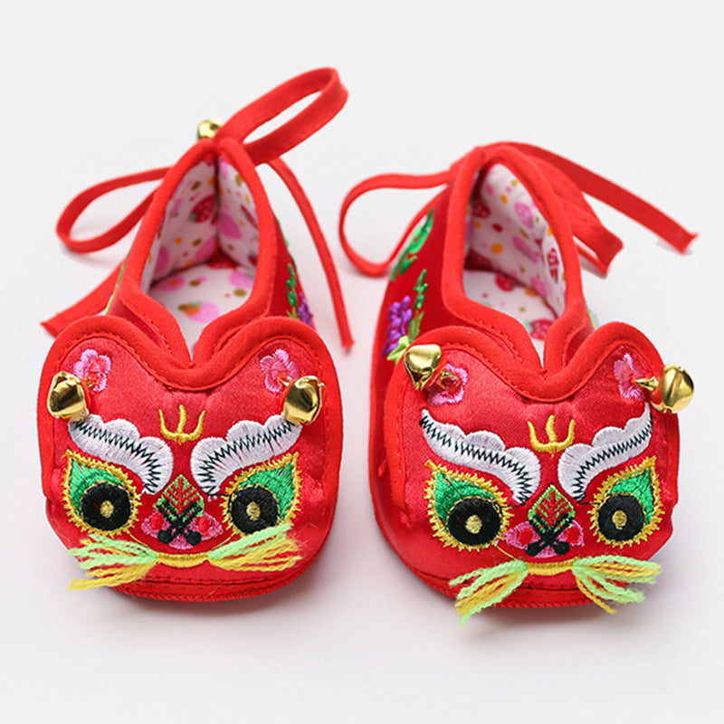 New tiger head shoes, baby cloth shoes, men's and women's baby soft-soled stepping shoes, toddlers, 100-day first year grab week cat head shoes
