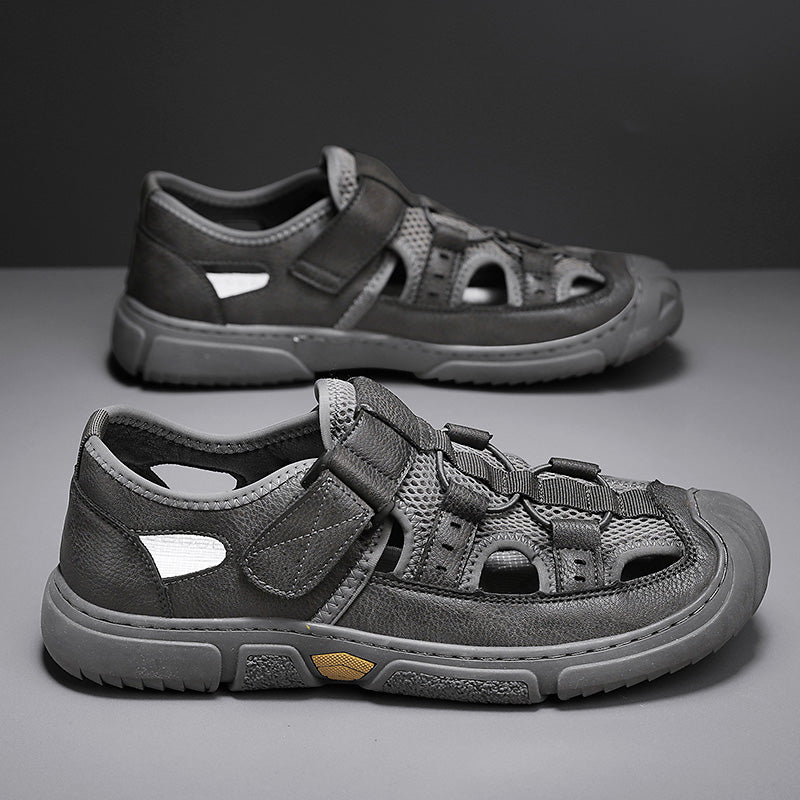 Brand men's shoes 2024 new summer breathable mesh casual sports beach shoes toe sandals