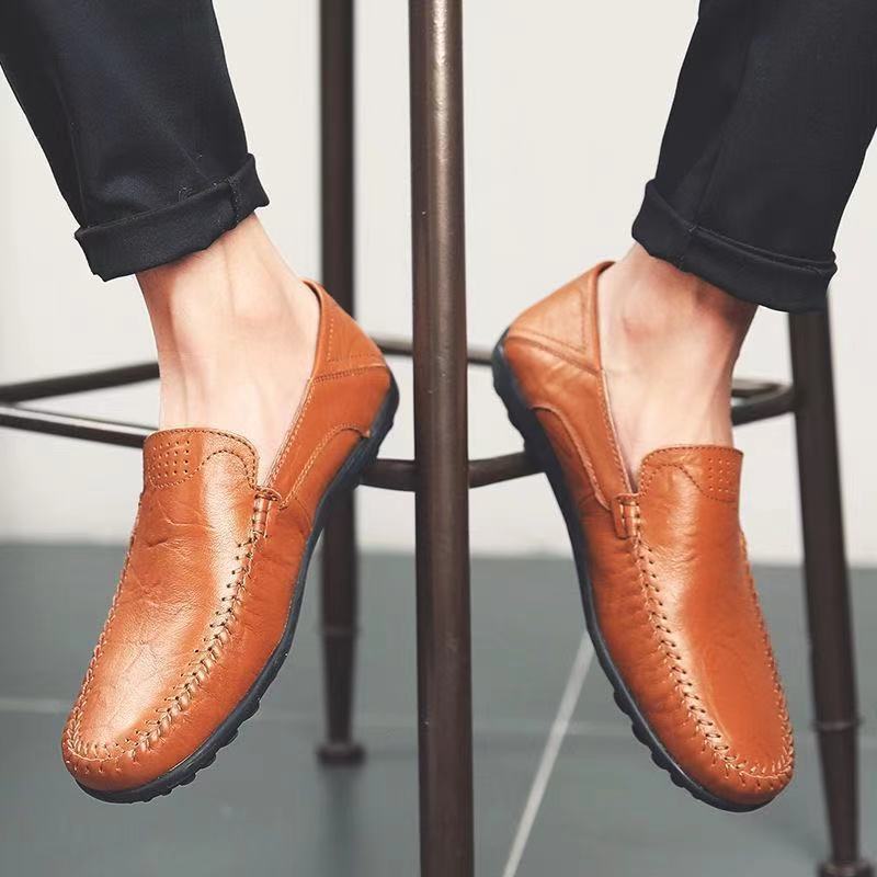 2025 Spring Men's Casual Leather Shoes New Fashion Men's Leather Shoes One Foot Peans Shoes Wholesale Trend Men's Shoes