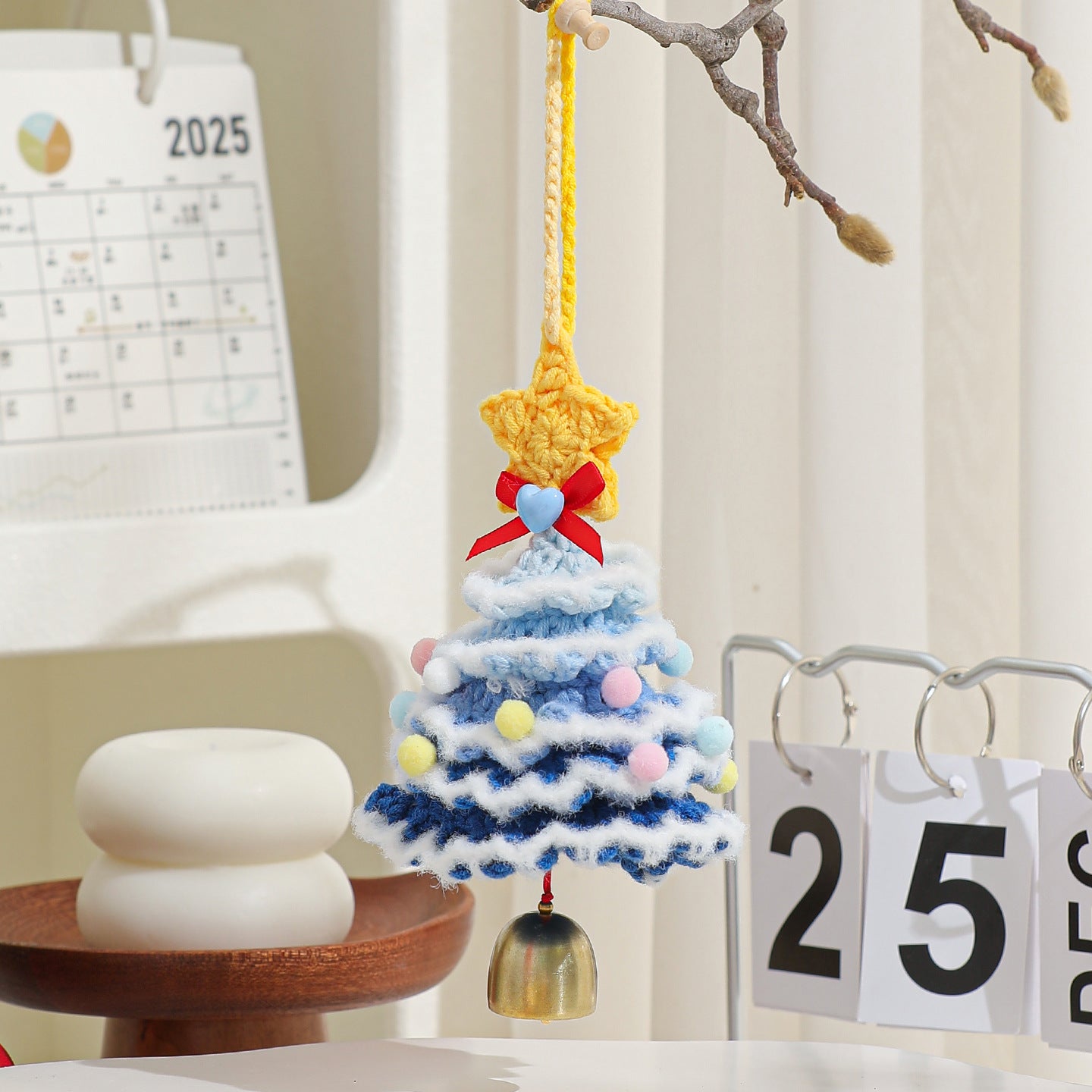 Cross-border plush Christmas pendant, woolen crochet Christmas tree ornament, Christmas decoration car pendant