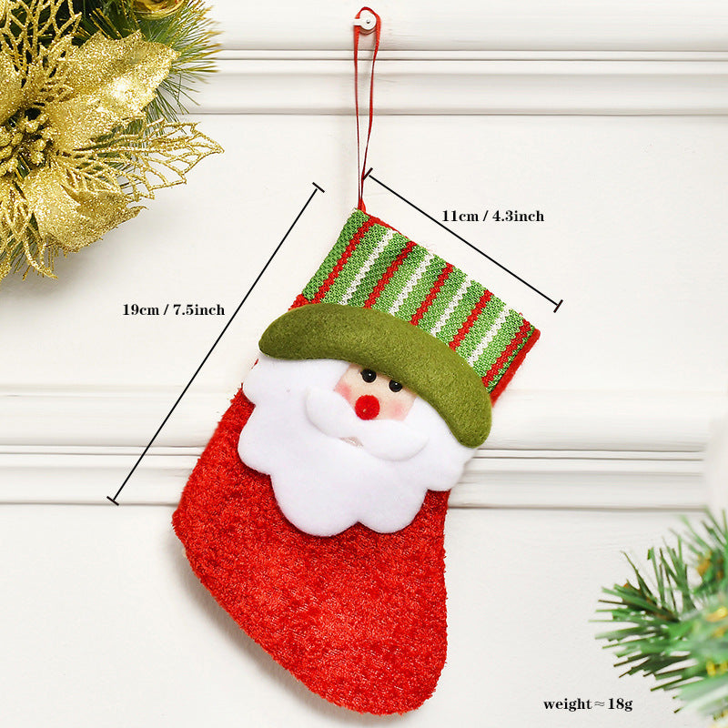 New Christmas decoration Christmas Eve Christmas stocking pendant gift Santa Claus kids Christmas gift bag wholesale